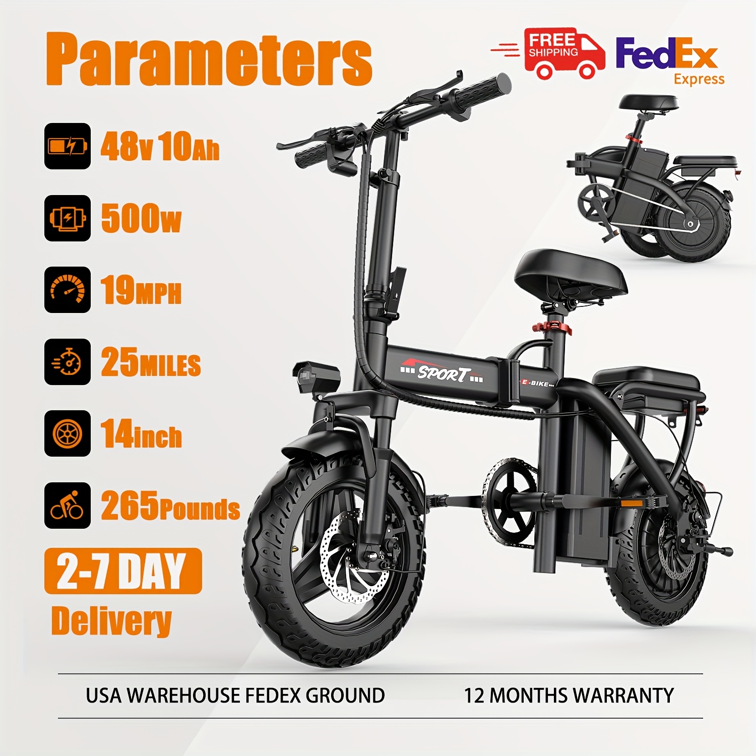 TEMU Z6 Electric Bike For Adults And Teens, 650w Folding Electric Bike, 48v Removable Lithium Battery, Stylish 14 Inch Commuter Electric Bike