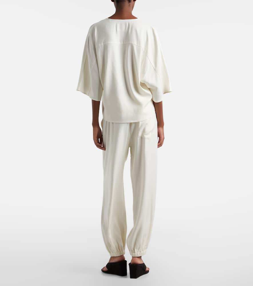 Bubble twill wide-leg pants
