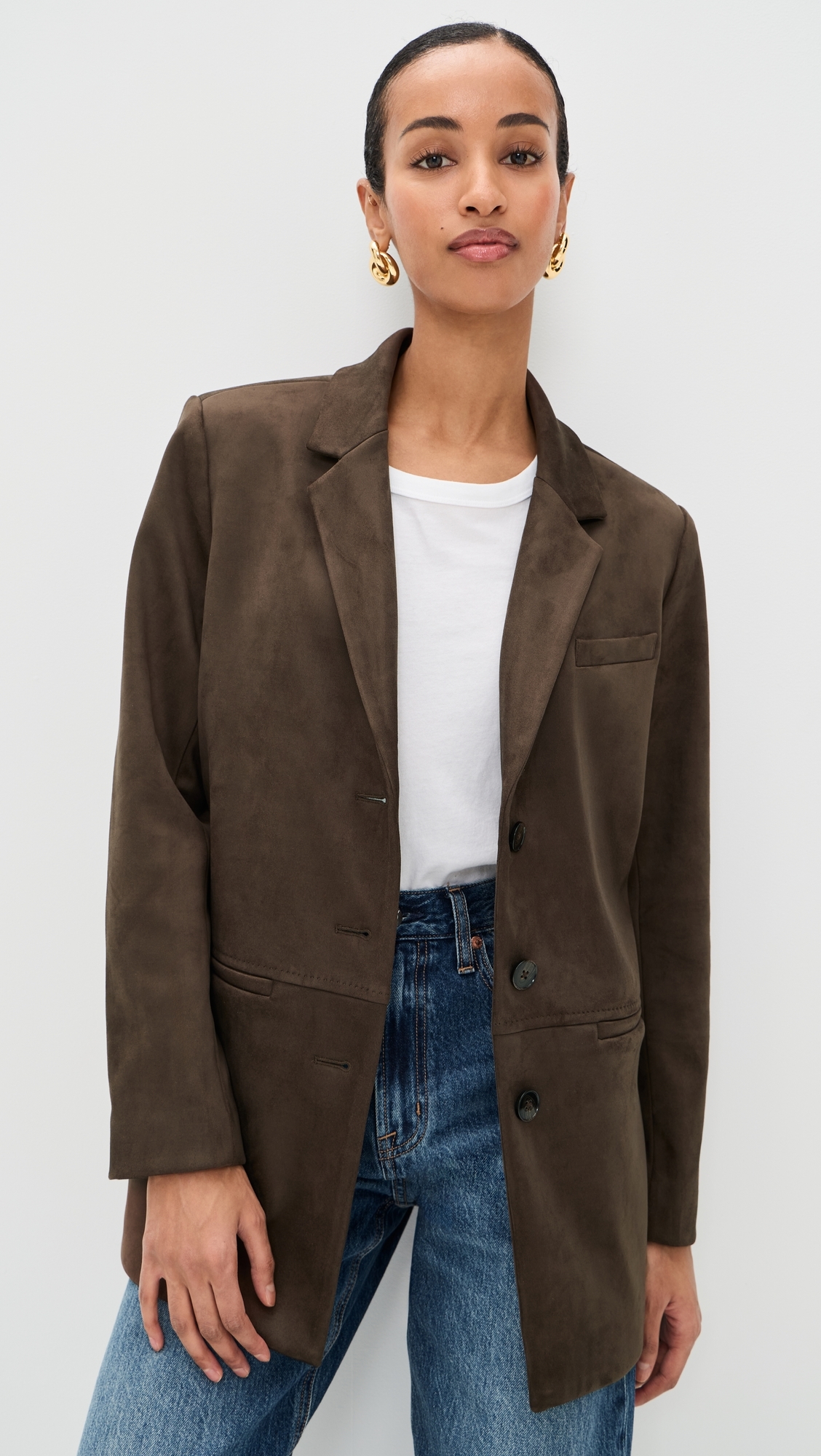 Blair Faux Suede Blazer Coffee