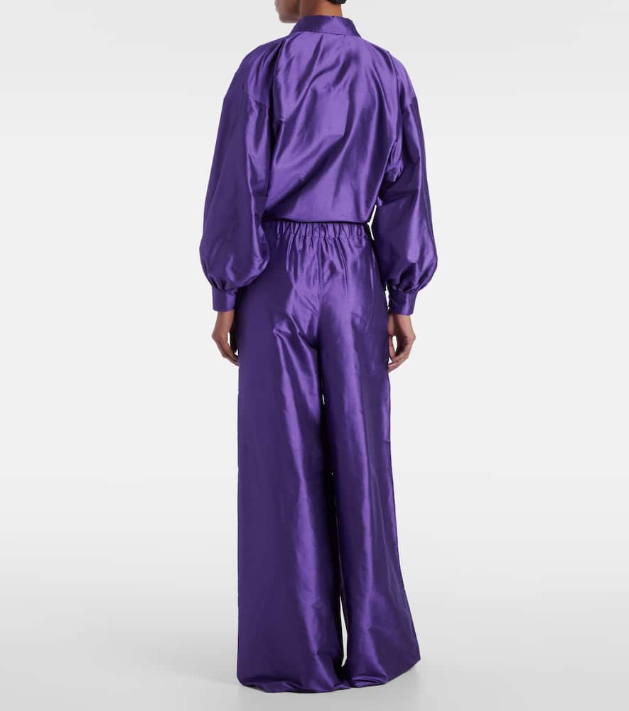 Avio high-rise silk satin wide-leg pants