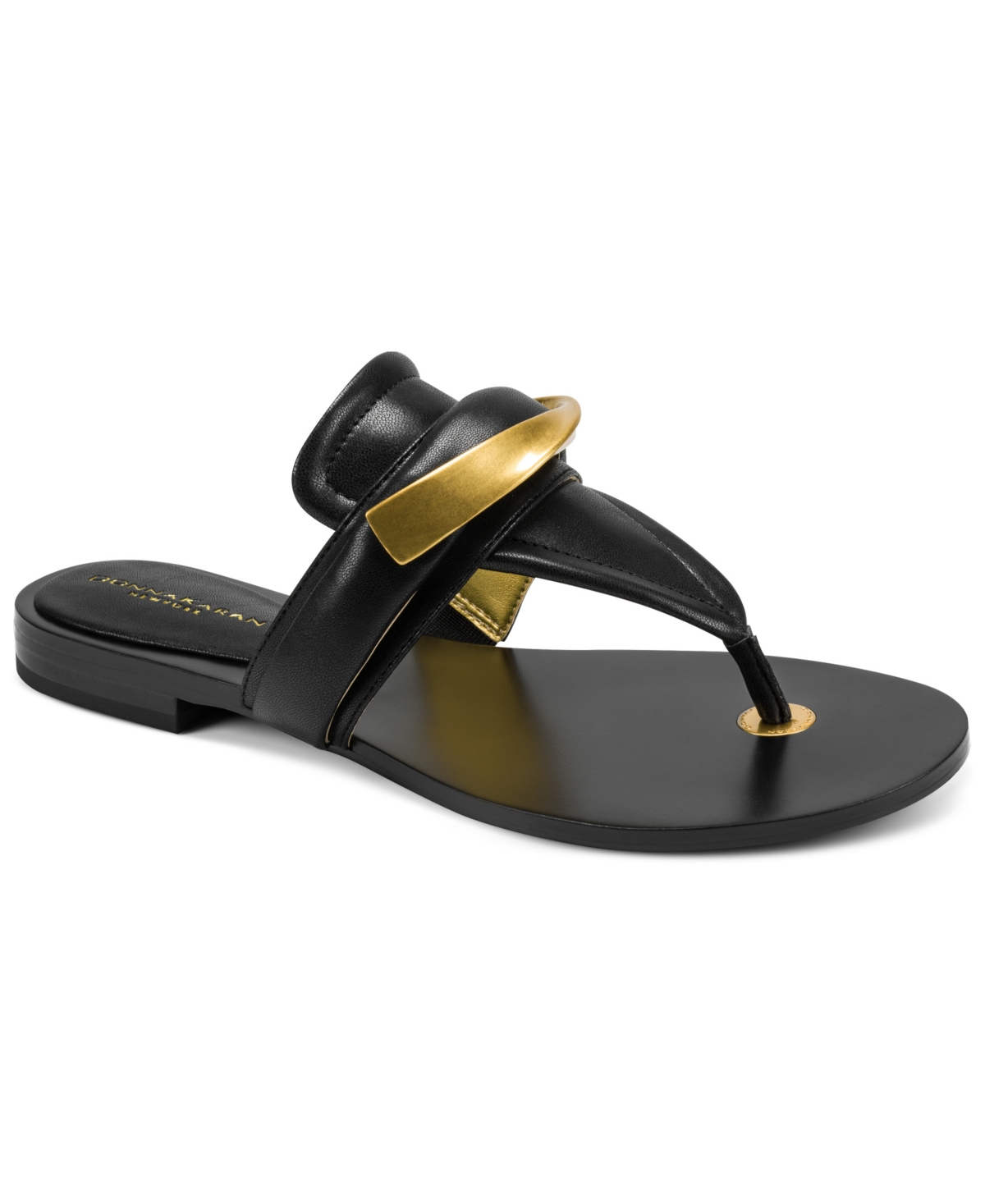 Women's Velvet Flat Thong Sandals - Black