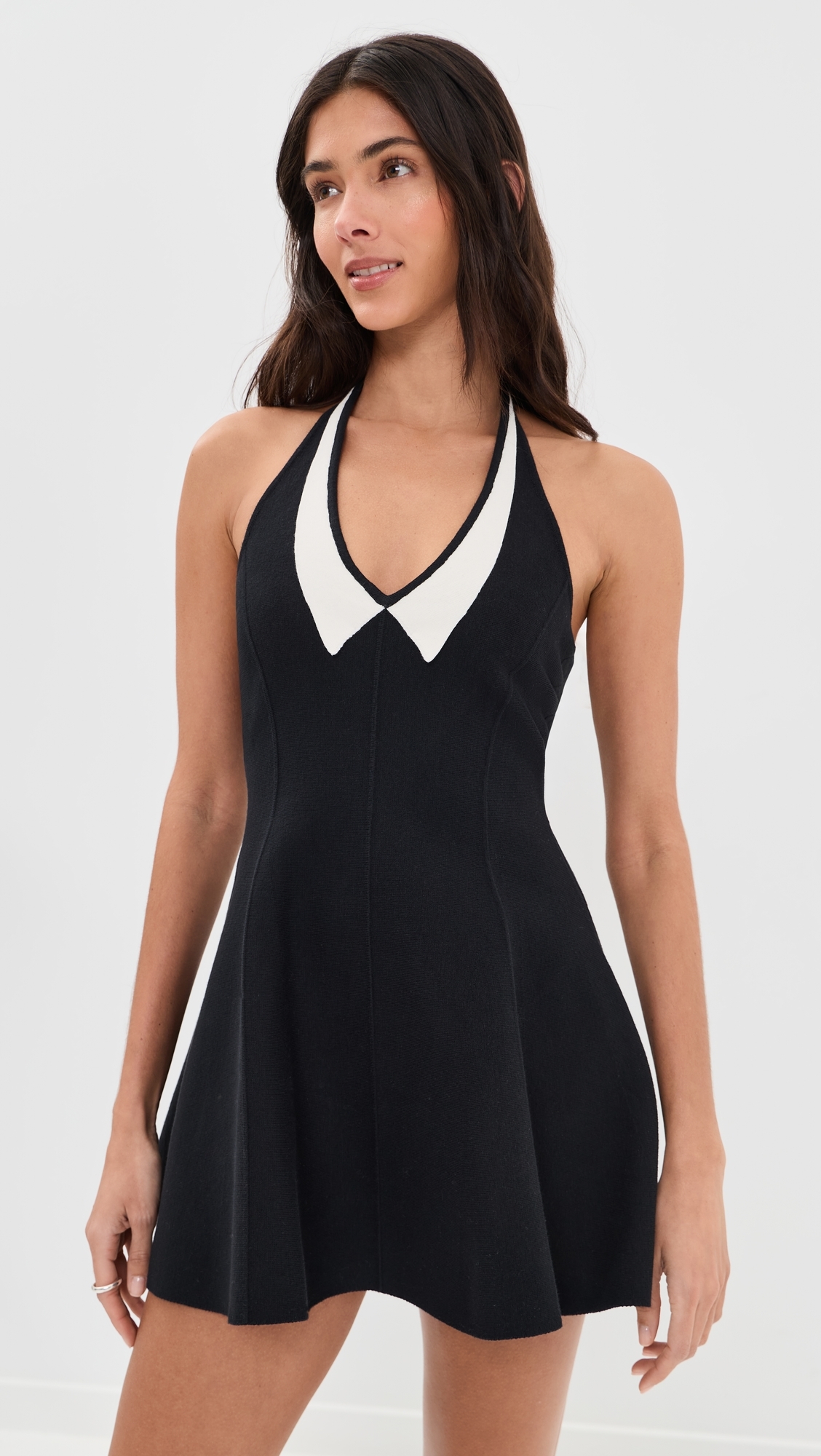 Sofia Collared Flare Dress Black/Ivory