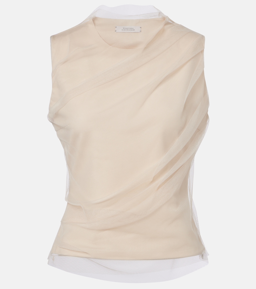 Draped tulle top