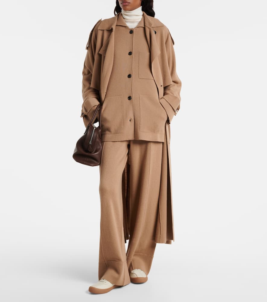High-rise wool and cashmere wide-leg pants