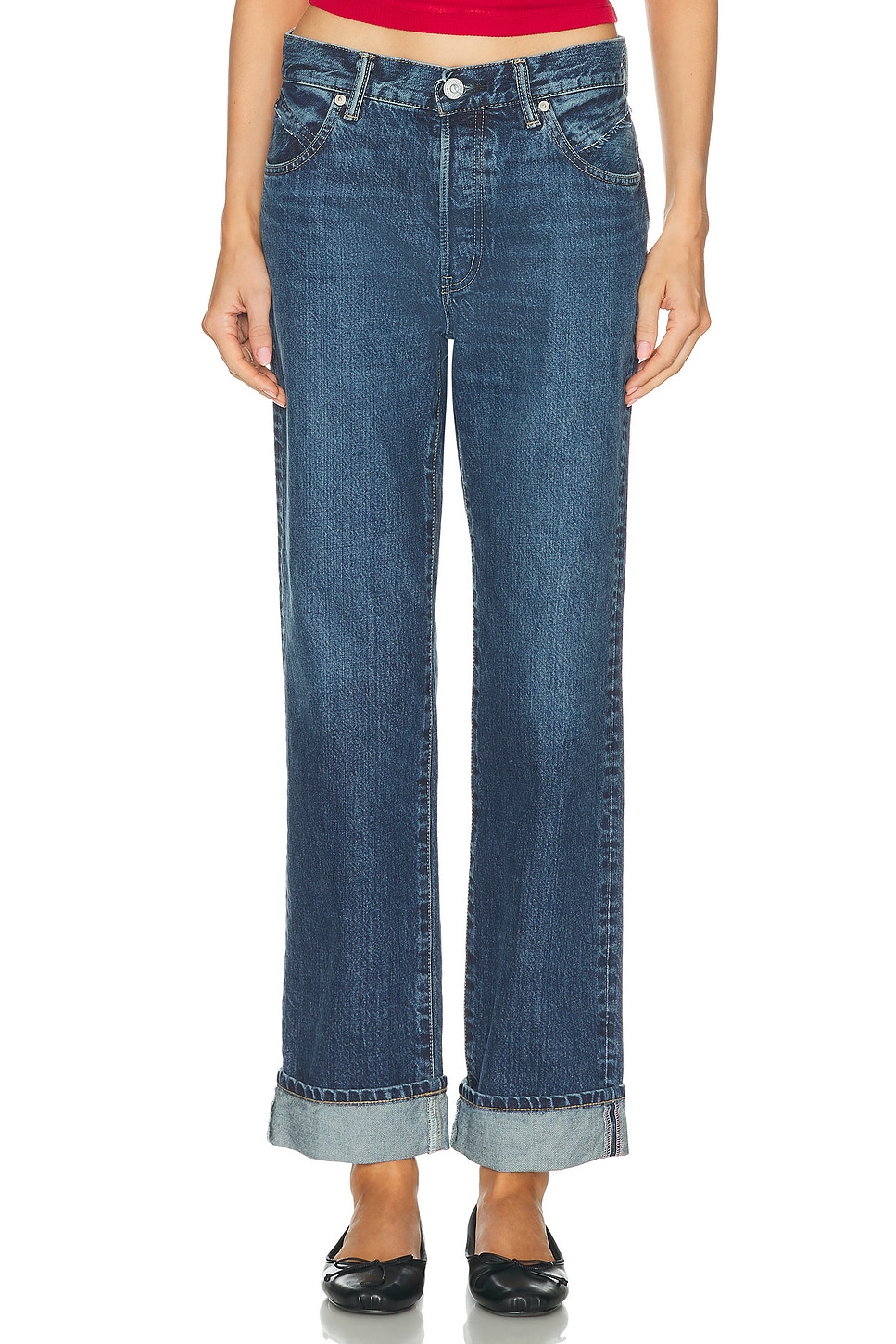 Moussy Vintage Lara Western Straight Leg Jeans in Dark Blue - Blue. 25 also , 24, 26, 27, 28