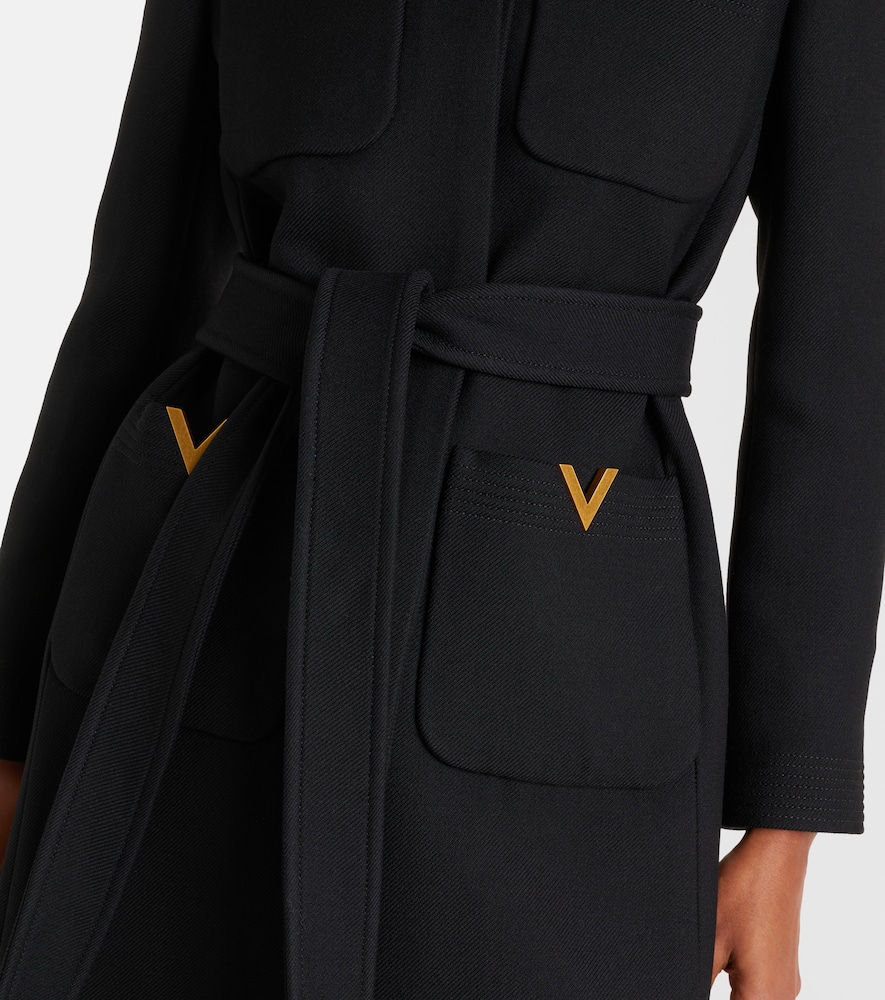 VGold belted wool and silk coat
