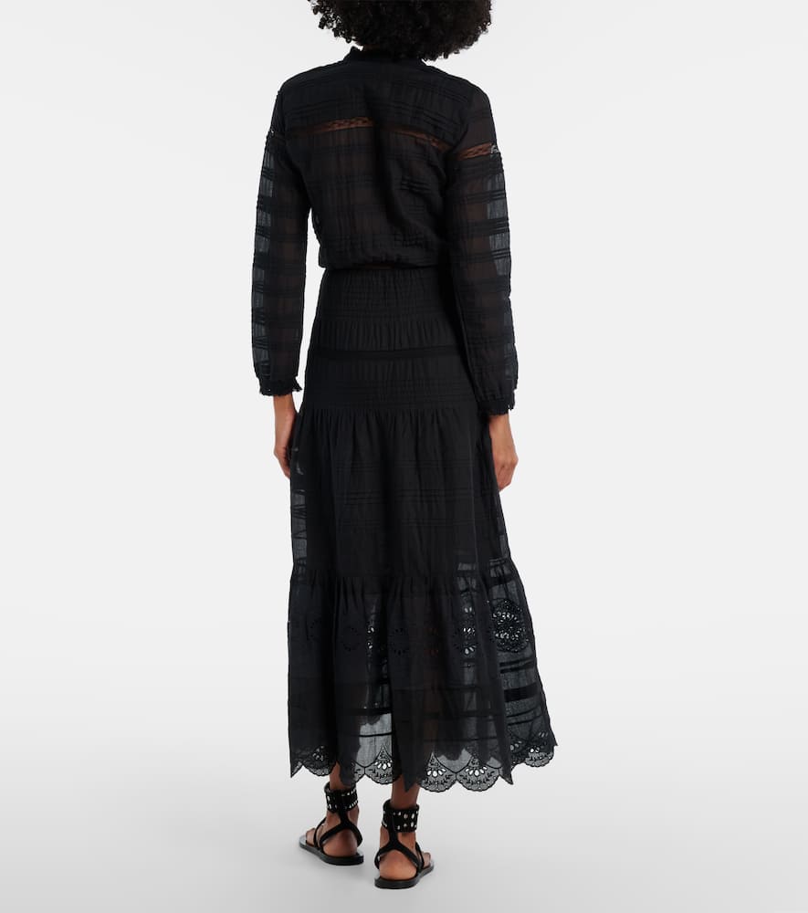 Daniva lace-trimmed cotton midi dress