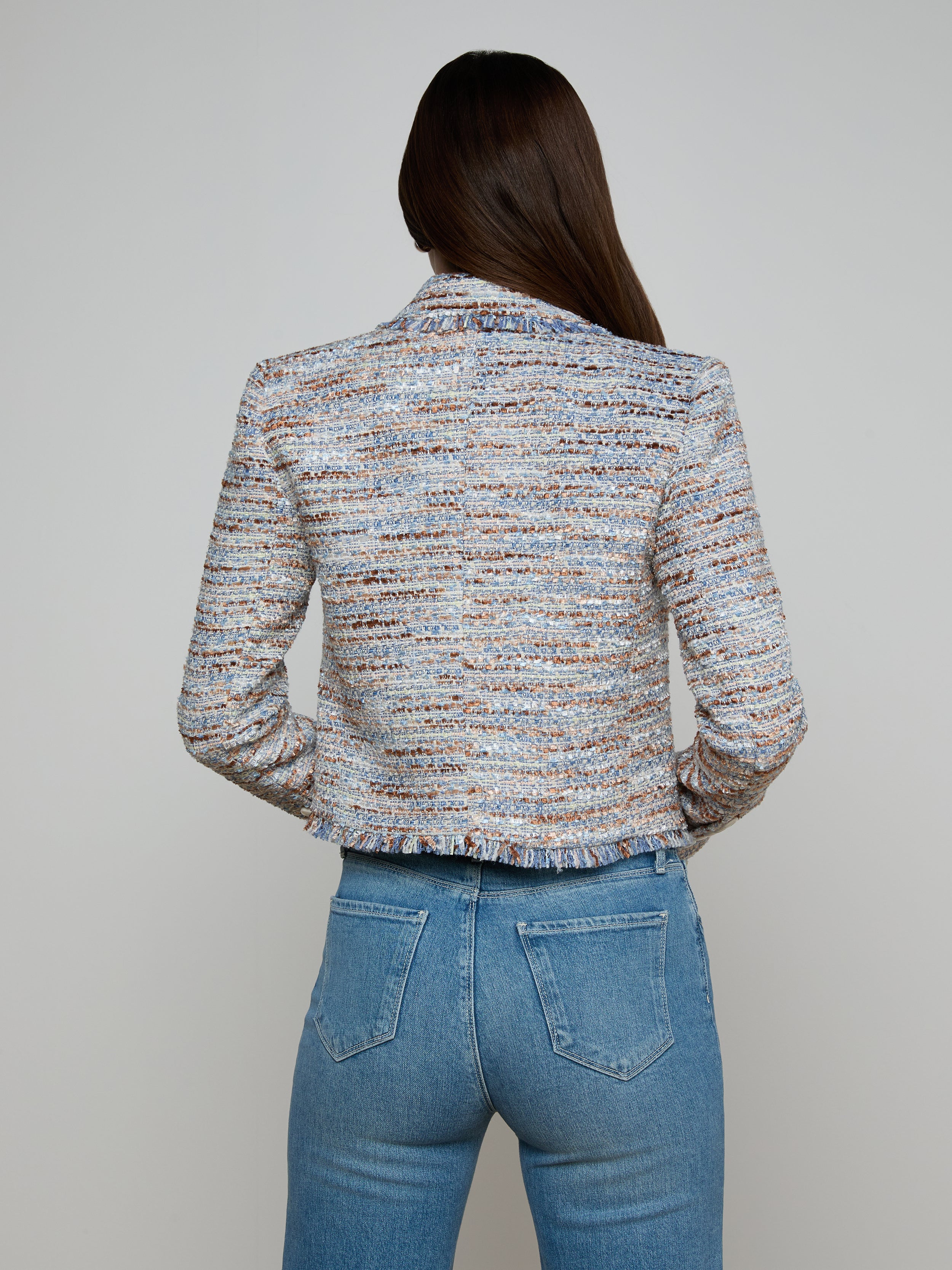 Marv Tweed Blazer In Blue/beige Tweed