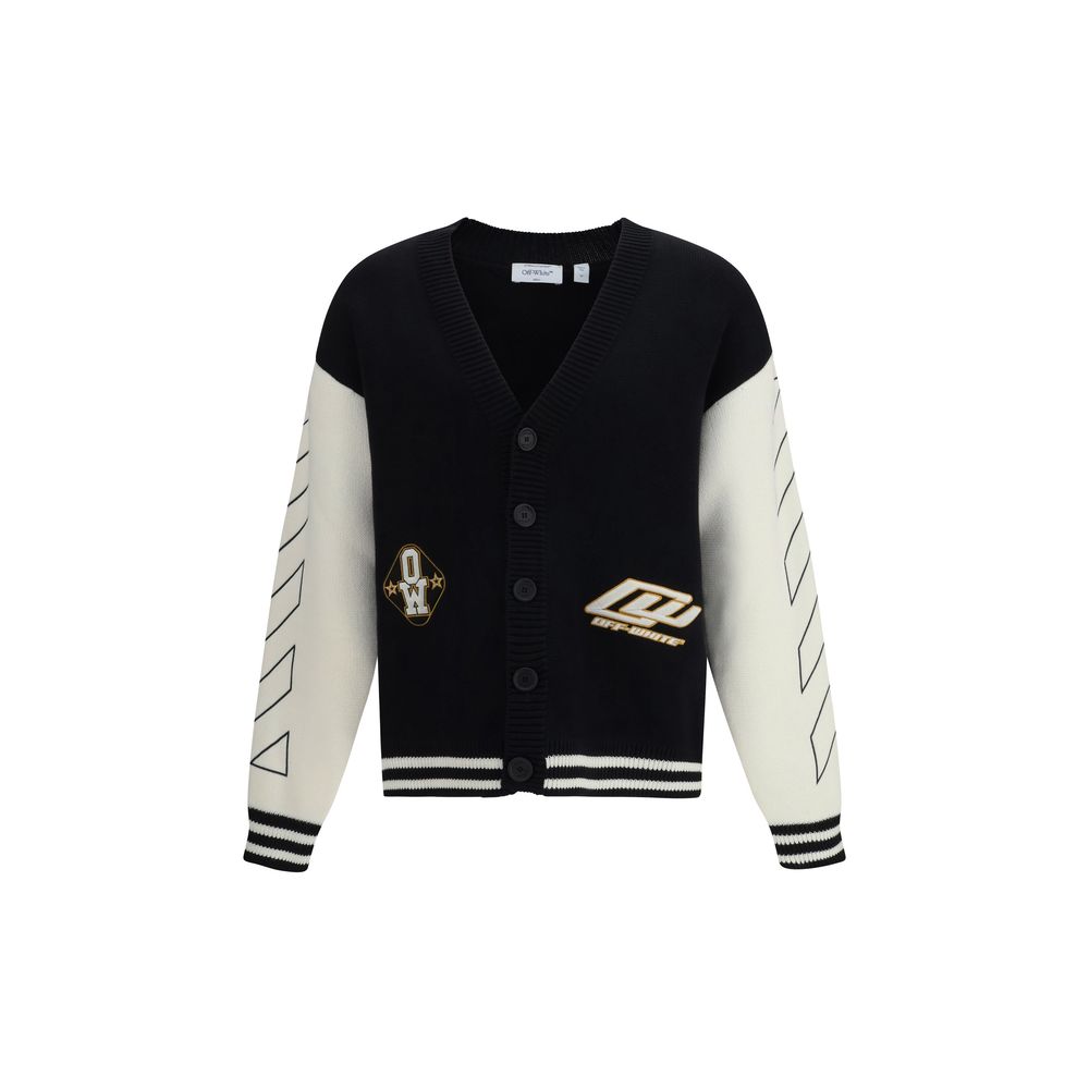 Diagonal Varsity Cardigan — Black