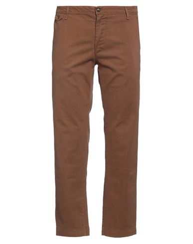 Man Pants Brown Size 42 Cotton, Elastane