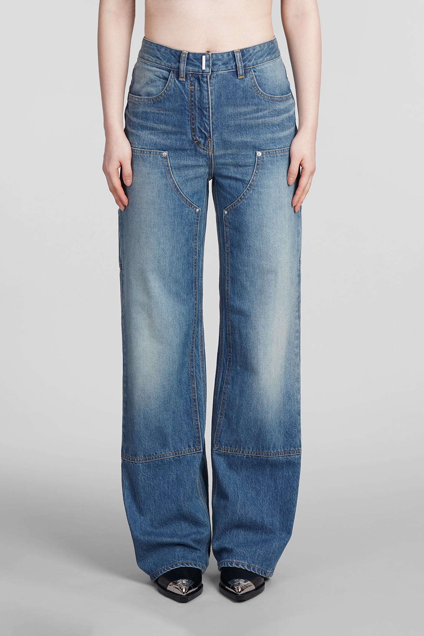 -Wide Leg Jeans Blu-Donna