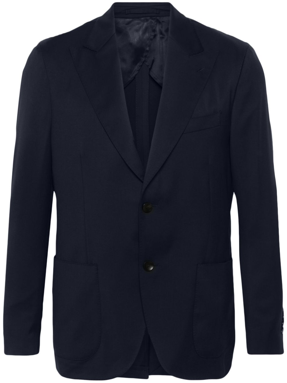 Single-breasted wool blazer - Blue