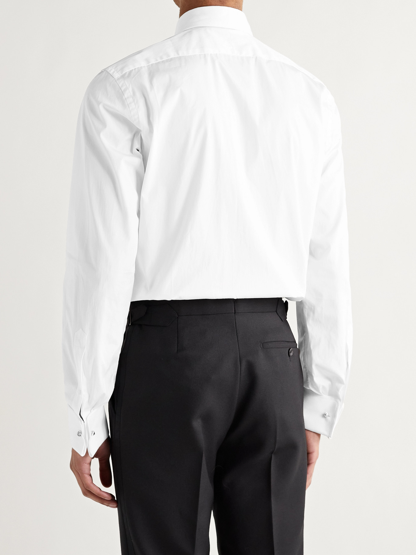 White Slim-Fit Bib-Front Double-Cuff Cotton Tuxedo Shirt