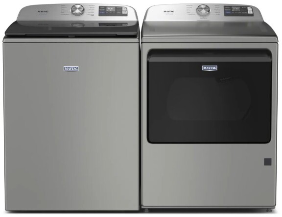Maytag Side-by-Side Top Load Washer and Electric Dryer Set in Classic Silver MGWADRERW