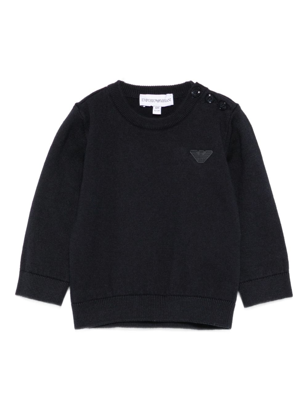 Eagle-logo button-detail sweater - Blue