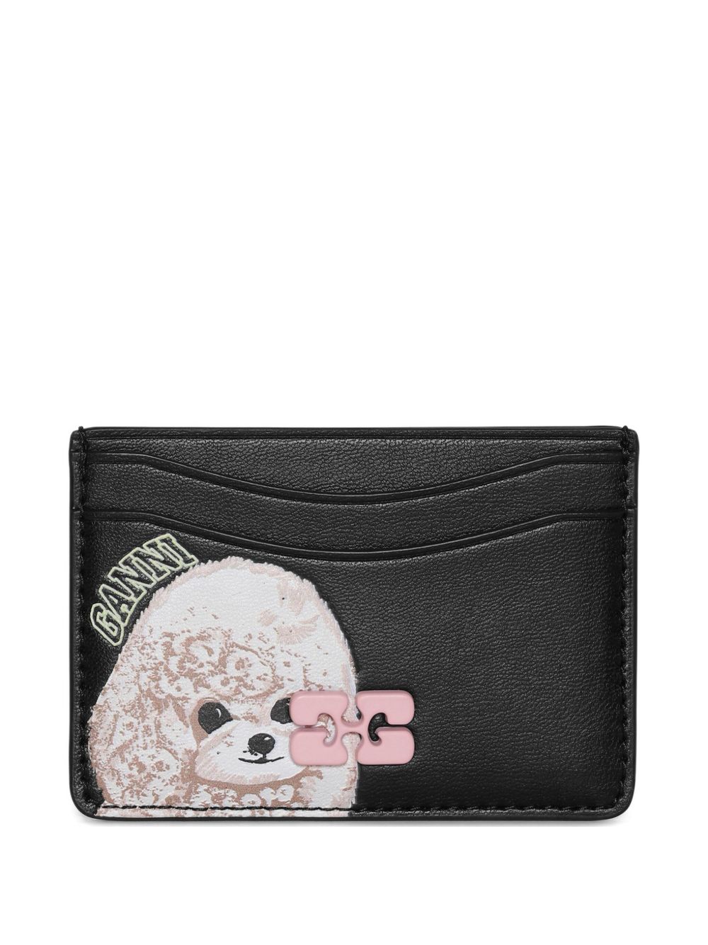 GANNI dog-print cardholder - Black