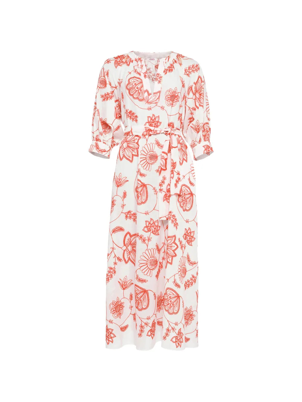 Floral-Print Dress — cream