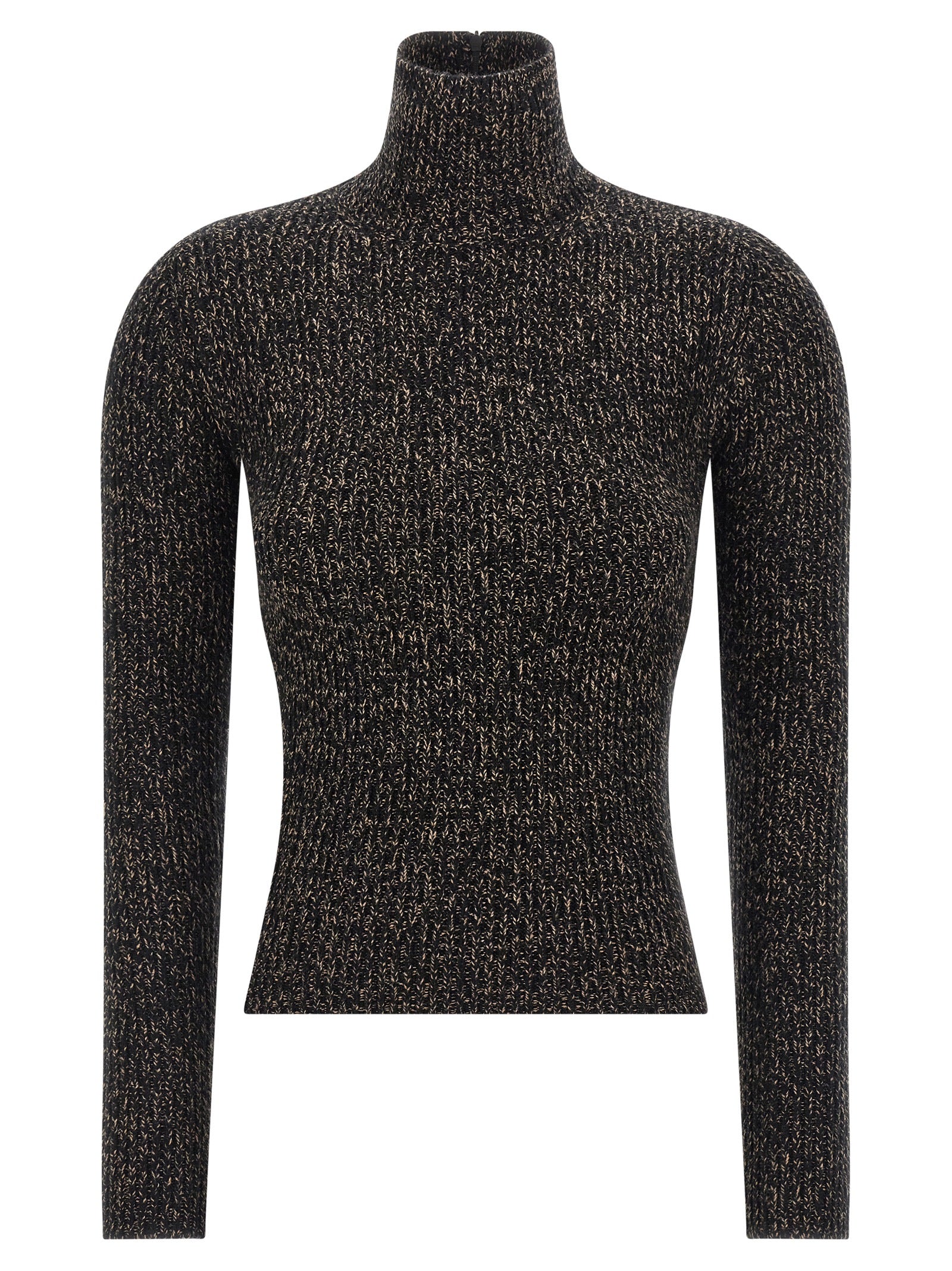Ribbed Wool-Cashmere Turtleneck Sweater — Black