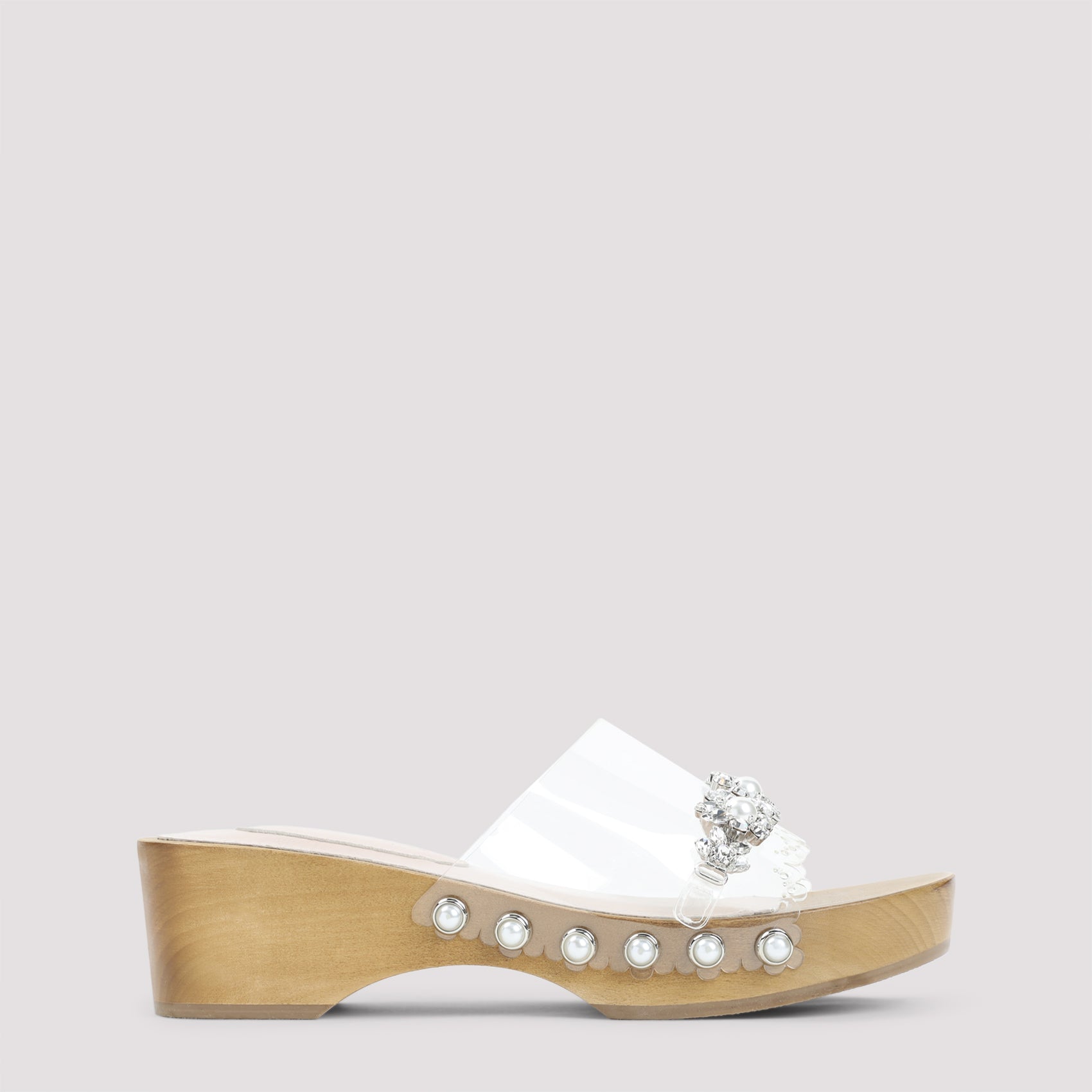 Scalopped Wooden Clog Sandals