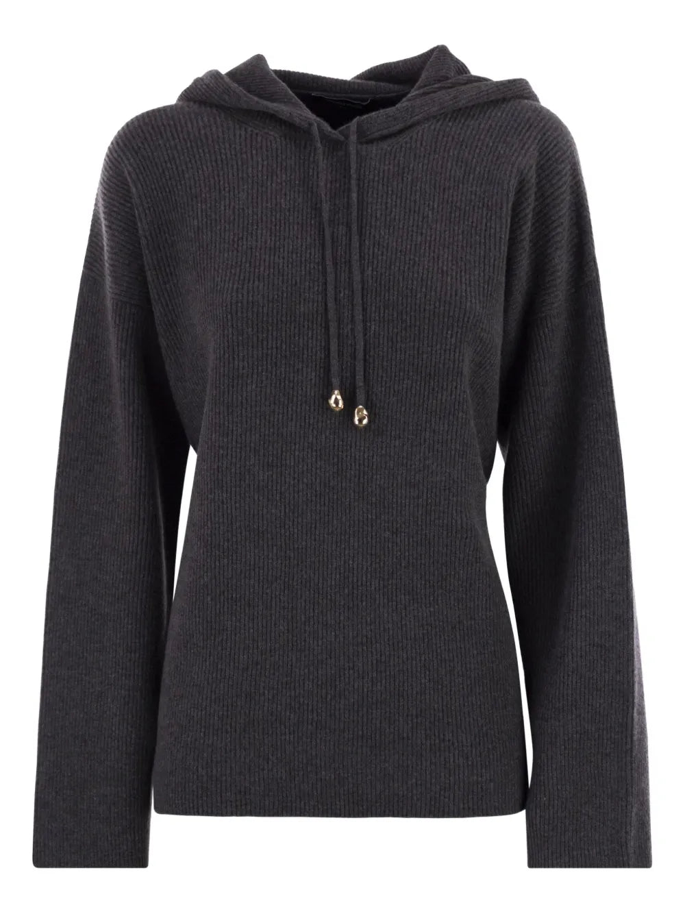 Ribbed-Knit Hoodie — Charcoal