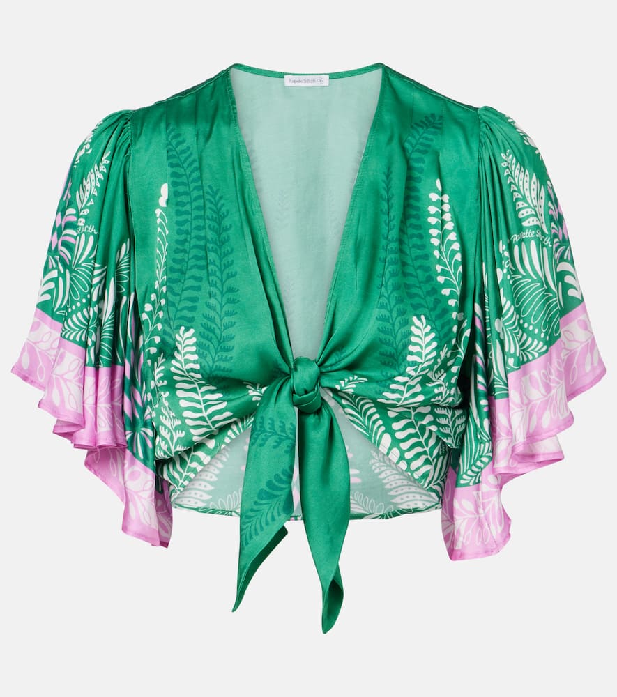 Rose satin crop top