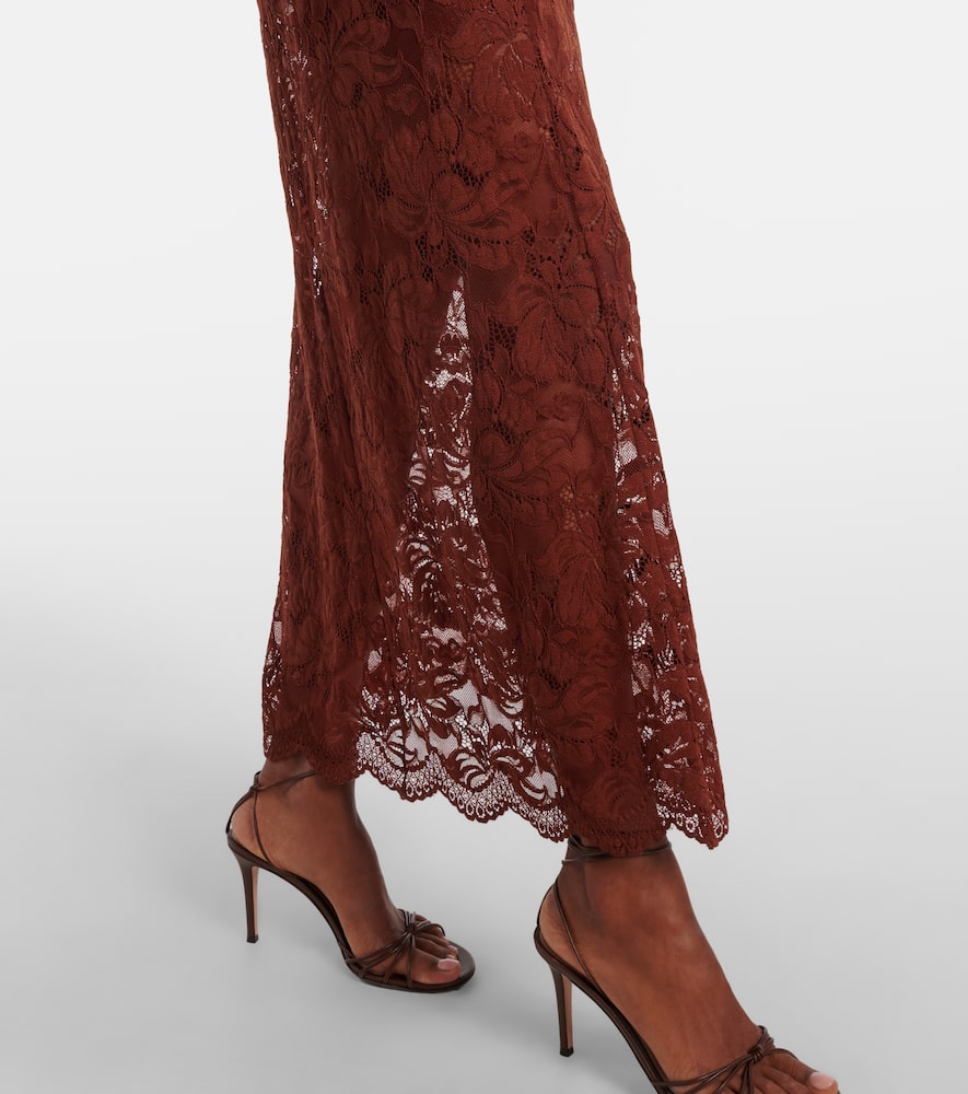 Off-shoulder lace maxi dress
