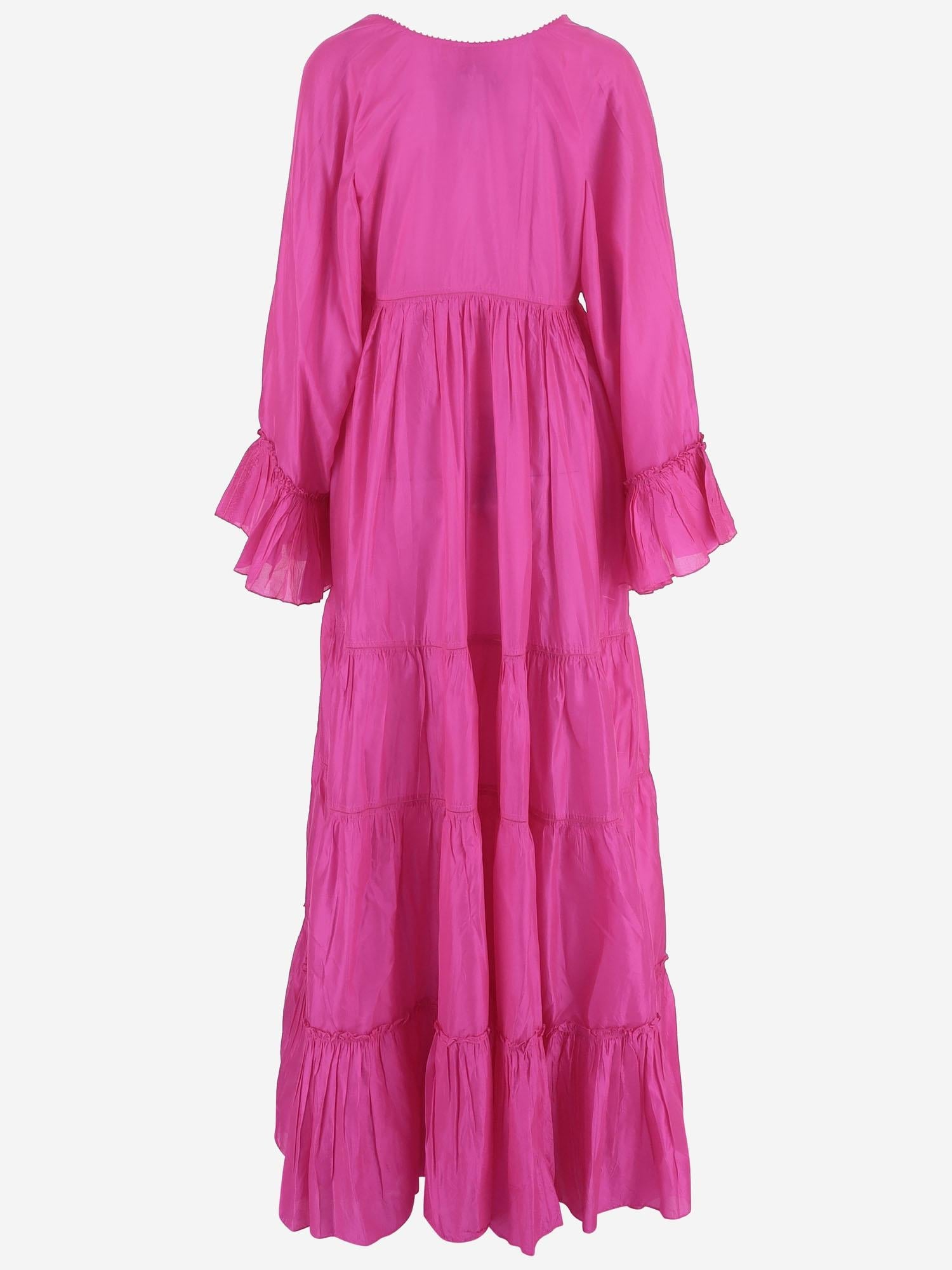 Ruffled Silk Dress — Pink