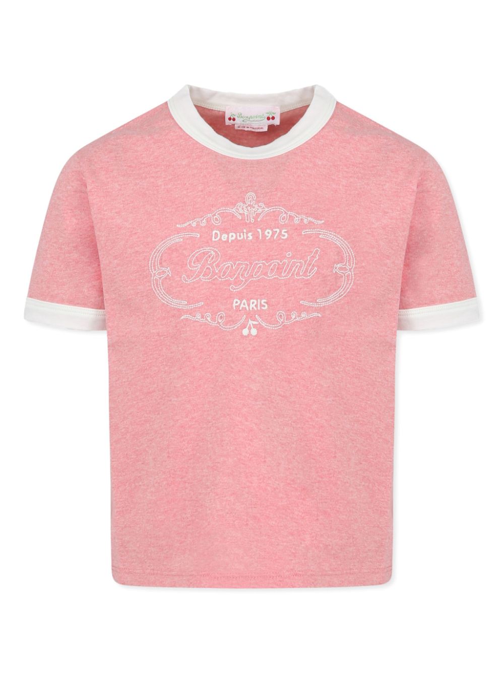 Girls Pink Cotton Embroidered T-Shirt
