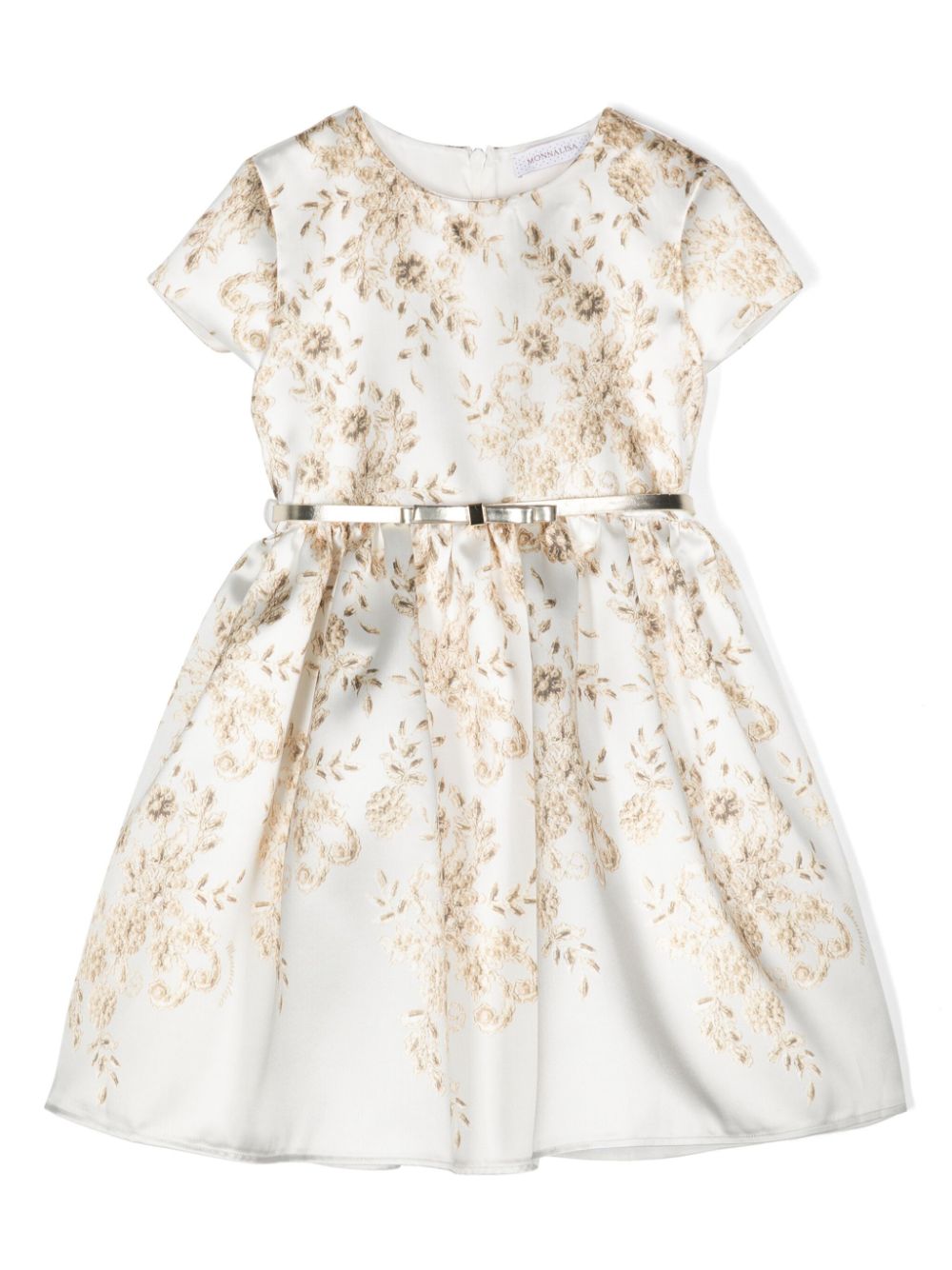 Mikado ramage-print twill dress - White