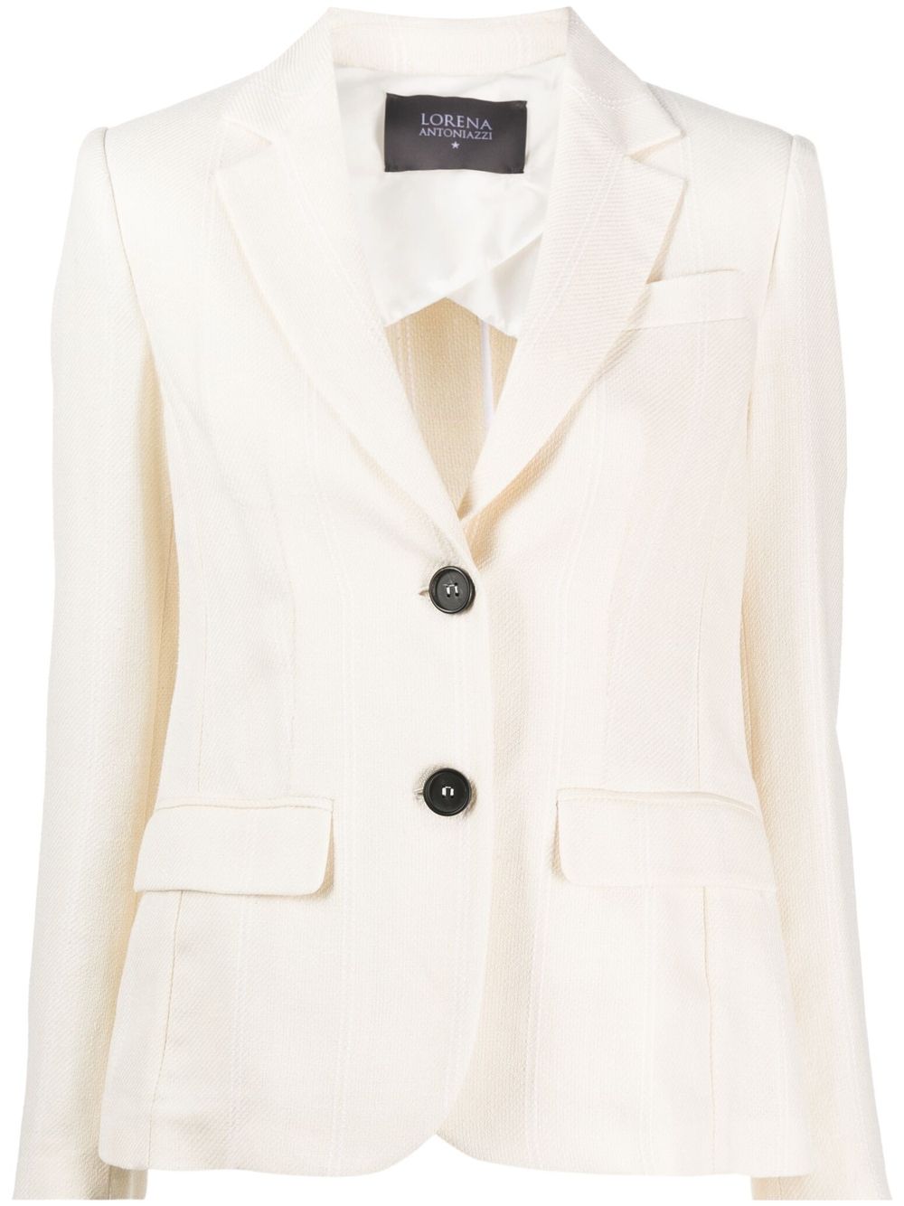 Striped single-breasted button blazer - Neutrals
