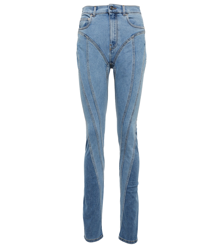 Seam-detail high-rise skinny jeans