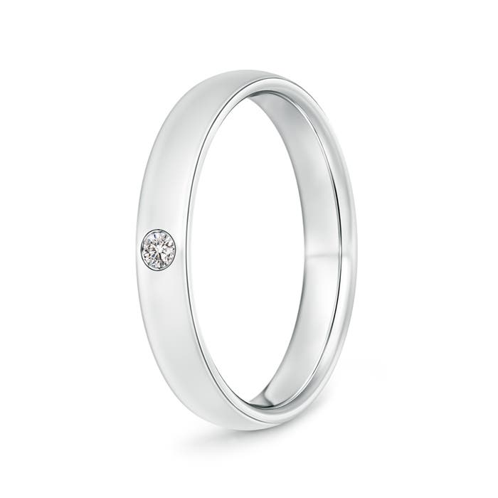 Angara 0.07 Carat Gypsy Set Round Diamond Solitaire Wedding Ring for Men in 14K White Gold