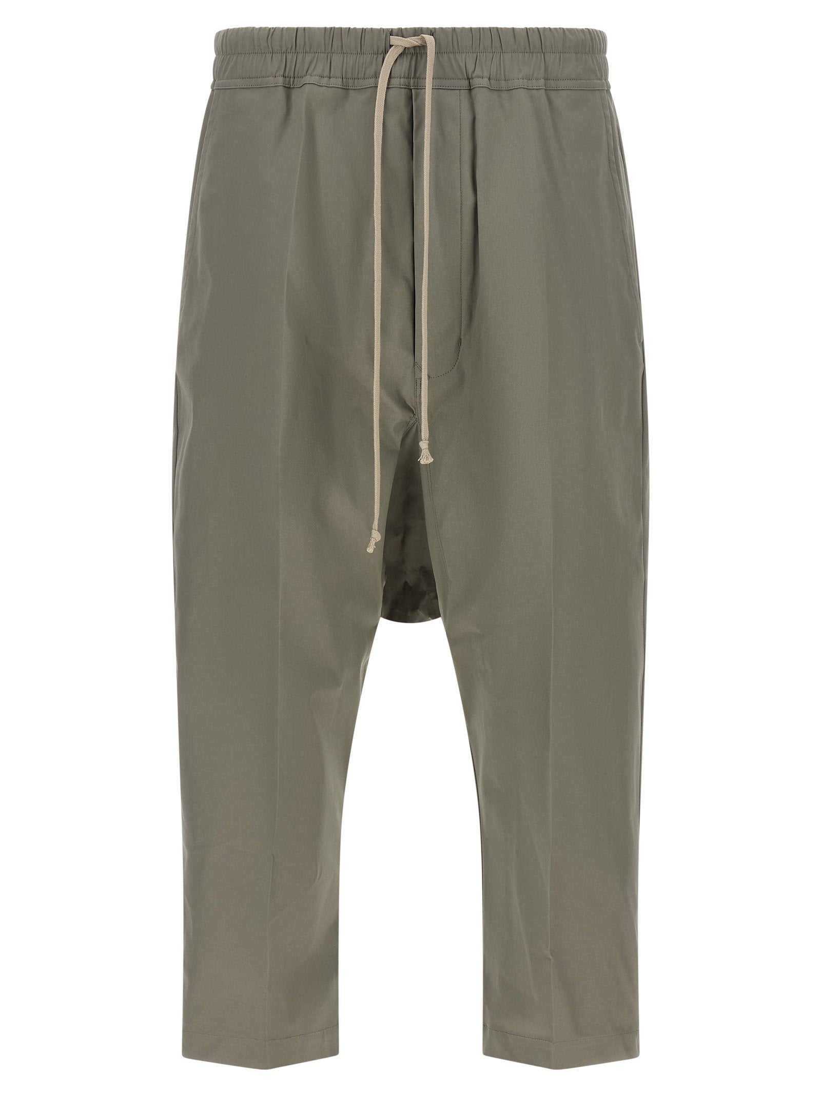 Drawstring Cropped Trousers — Sage Green
