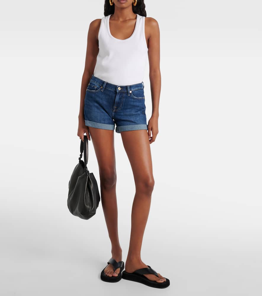 Mid-rise denim shorts