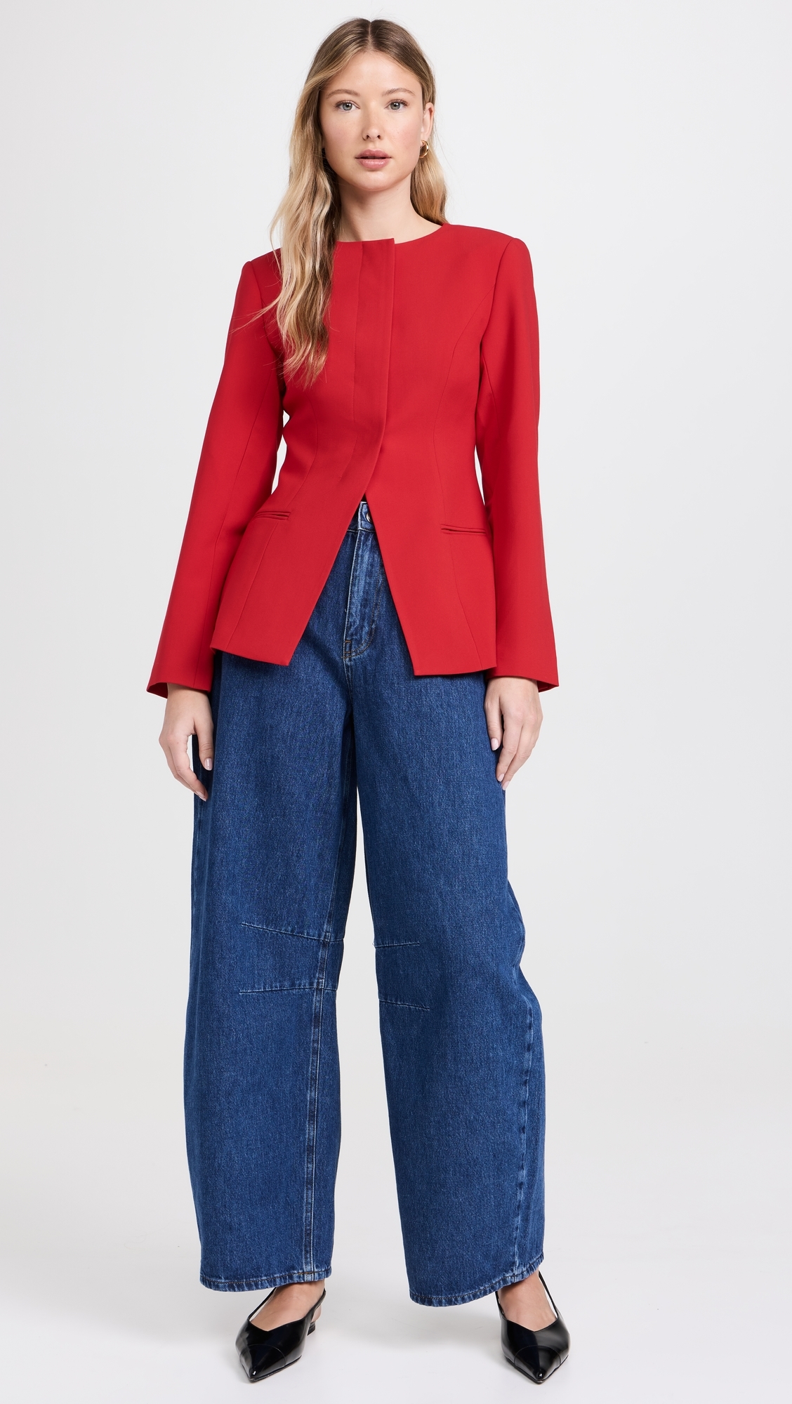 Daphne Long Waisted Blazer Red