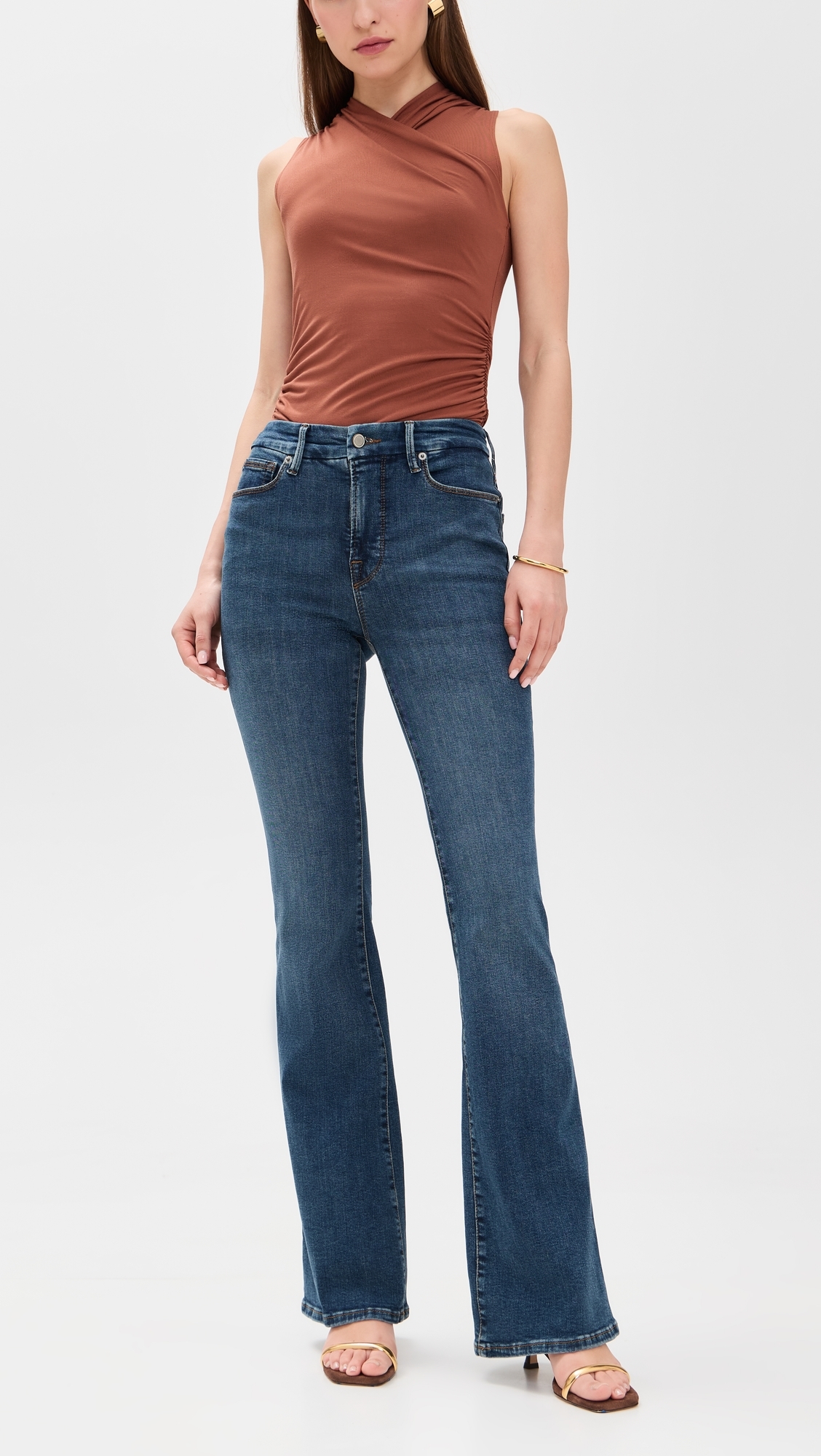 Good American Good Legs Flare Jeans Blue004