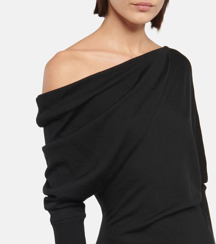 Cashmere and silk off-shoulder midi dress