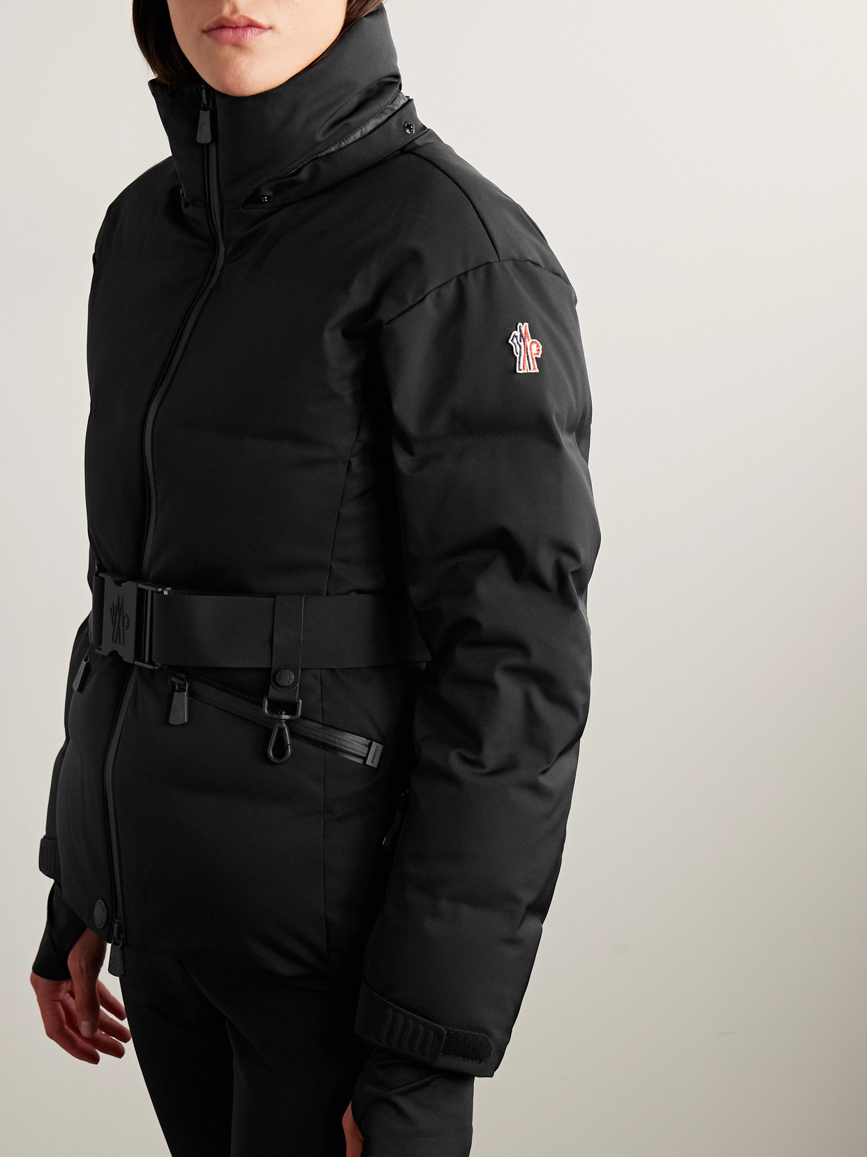 Tolima Hooded Belted Quilted Down Ski Jacket - Black