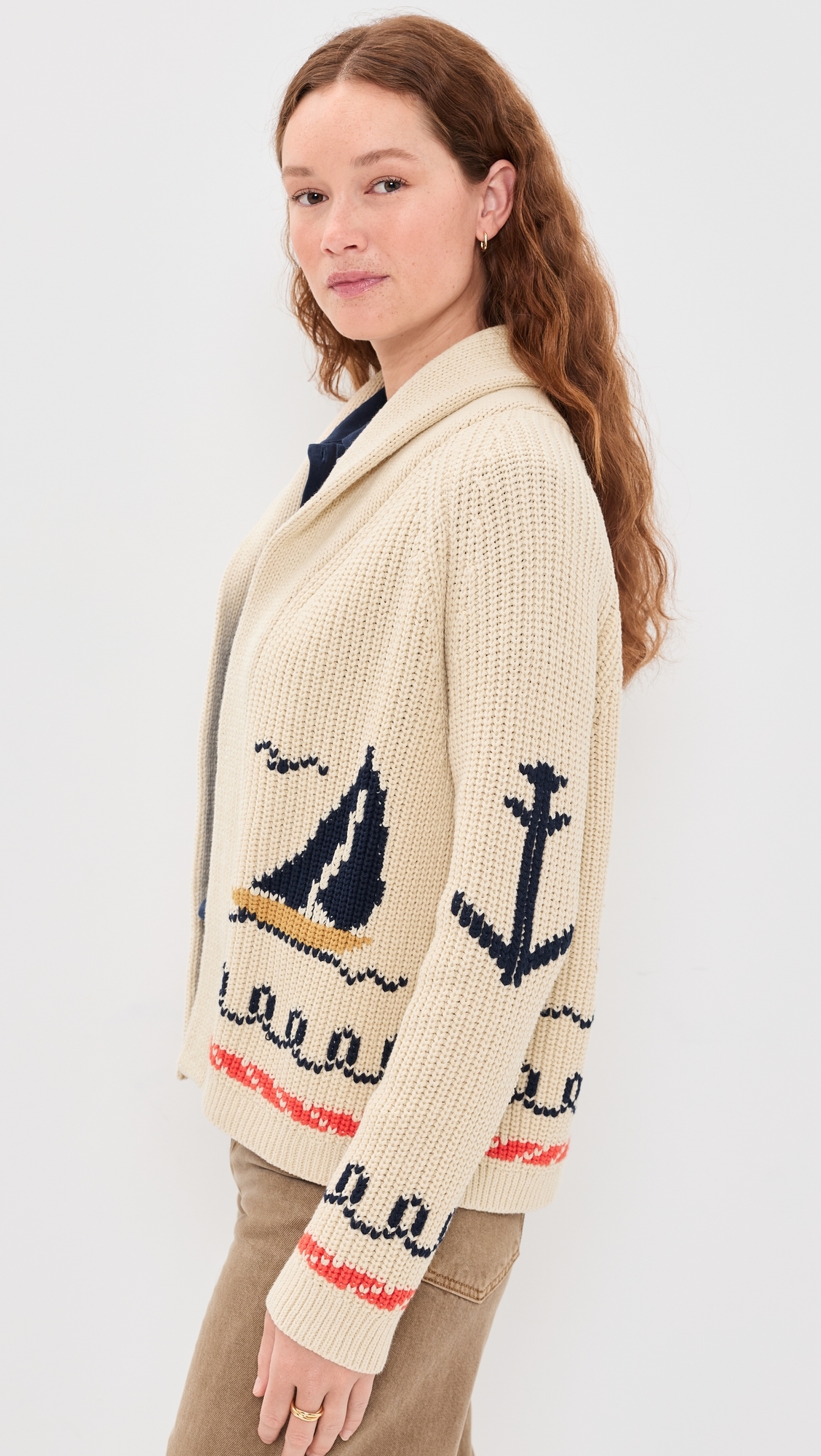 The Sailboat Lodge Cardigan Cream