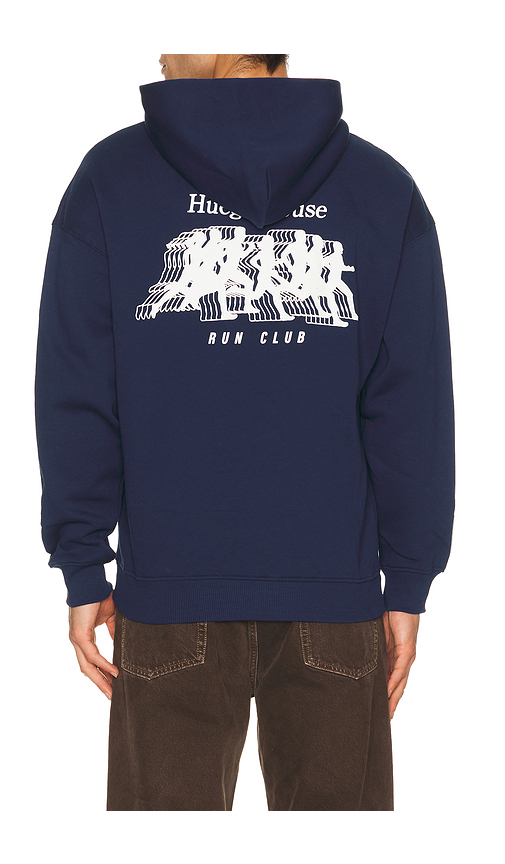 Huega House Miler Hoodie in Navy. L. Also in S, M, XL/1X