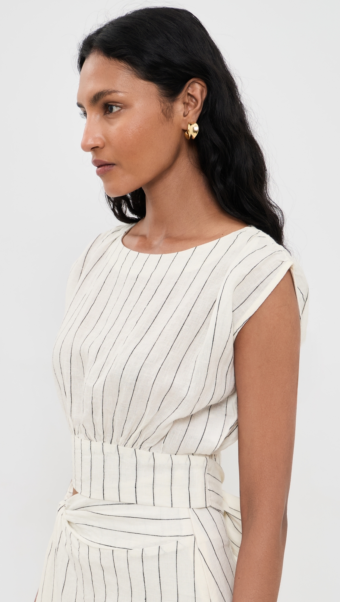 Shaan Stripe Top Ivory Black Stripe