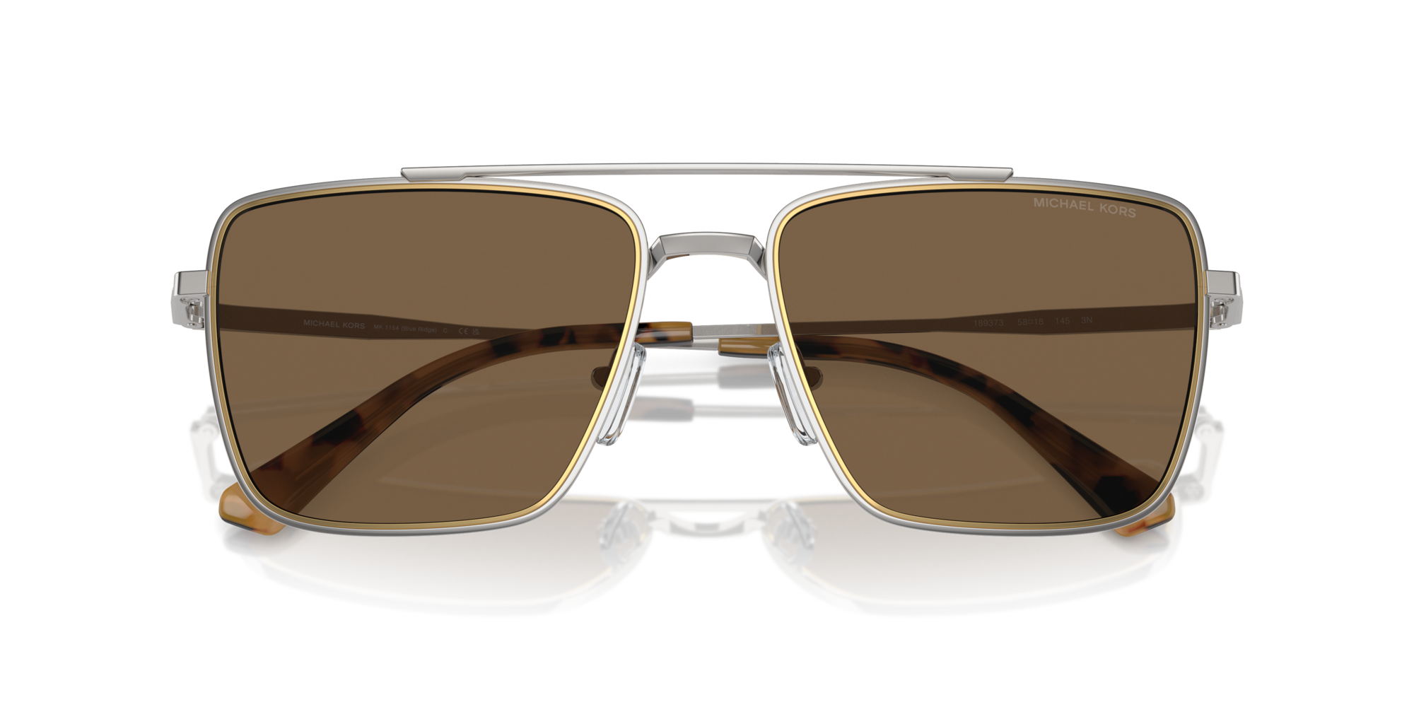 Michael Kors Man Michael Kors MK1154 BLUE RIDGE 189373 Sunglasses Metal Silver Brown Squared Norma