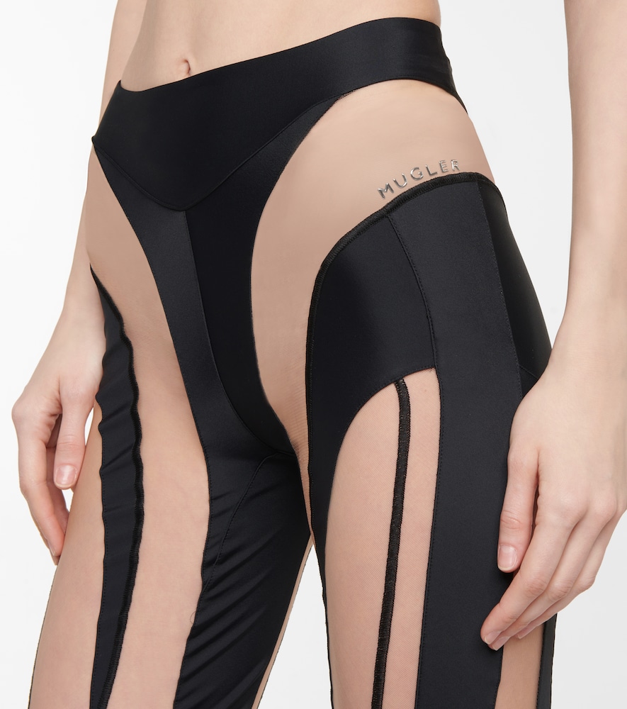 Mugler Paneled mesh and jersey leggings