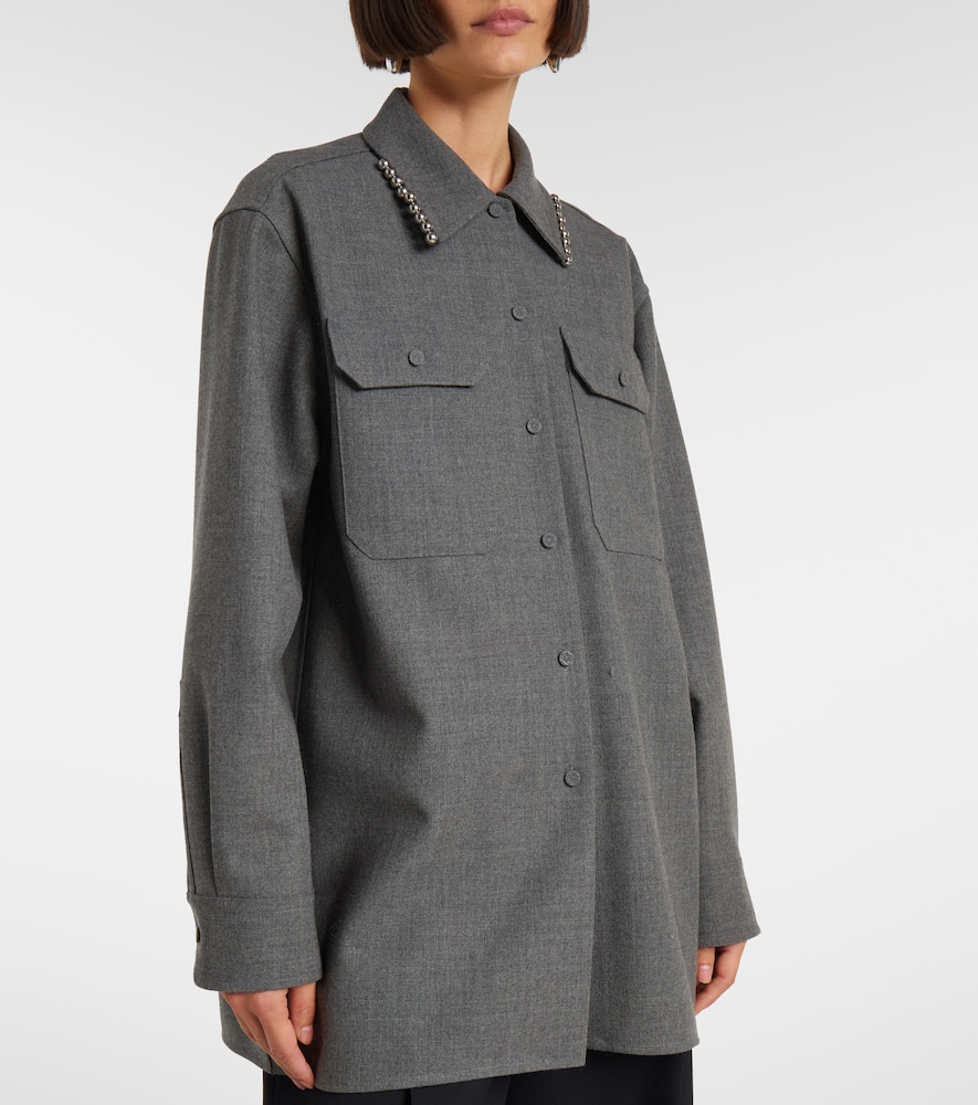 Beaded wool canvas shirt