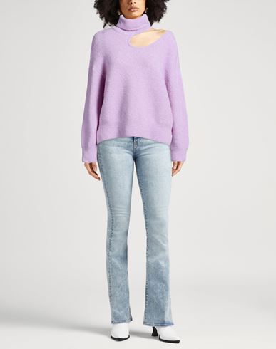 Woman Turtleneck Lilac Size L Merino Wool, Polyamide, Elastane