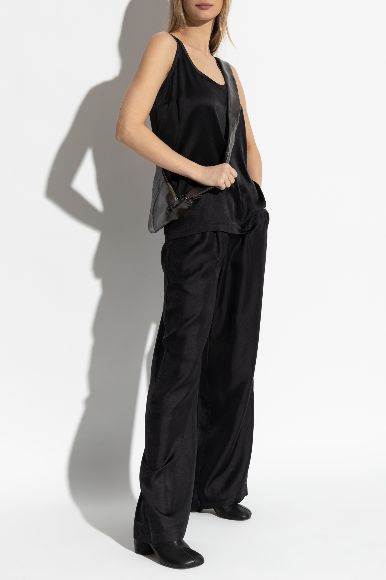Sleeveless Silk Top, Women's, Black