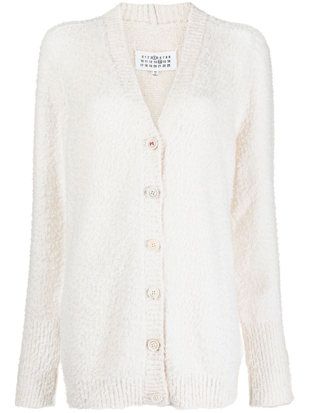 V-neck knitted cardigan - Neutrals
