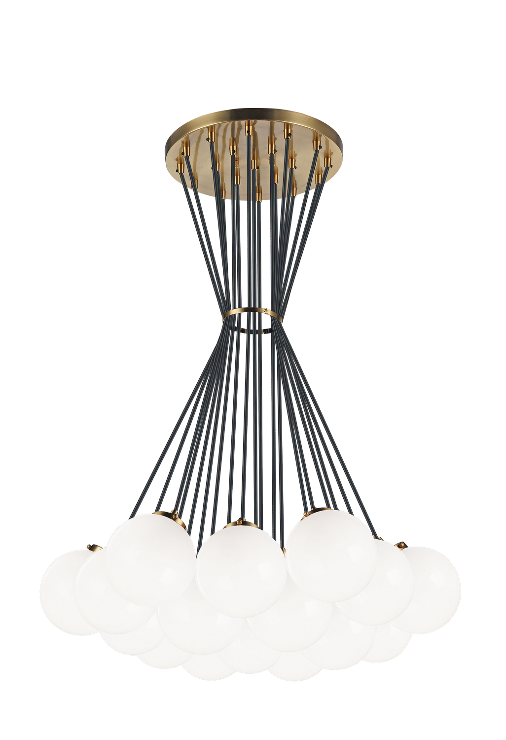 Aged Gold Brass 19 Light Chandelier from the The Bougie Collection