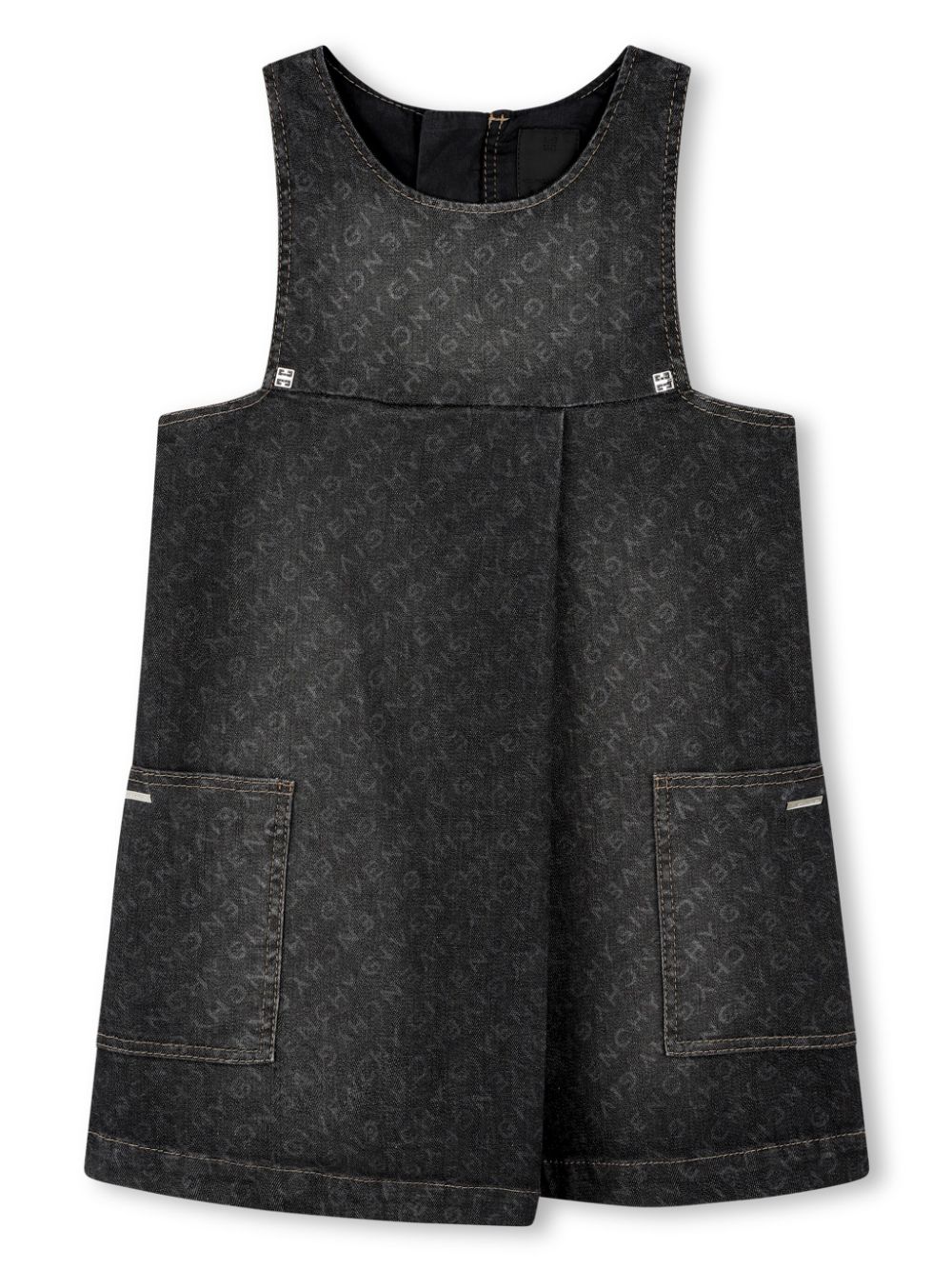 Logo-print denim dress - Black