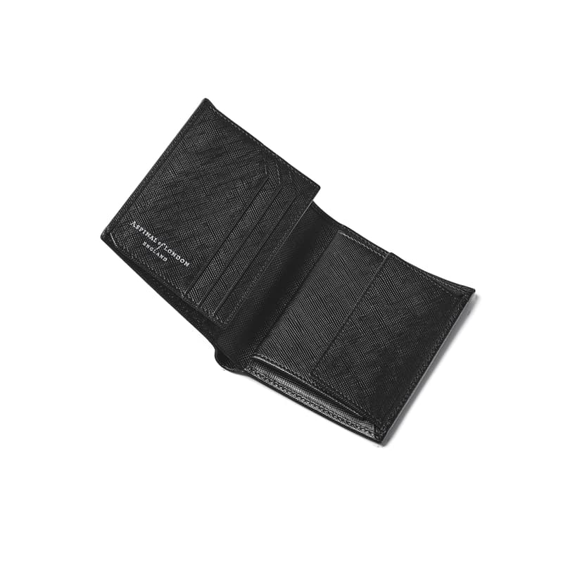 ID & Coin RFID Wallet in Black Saffiano